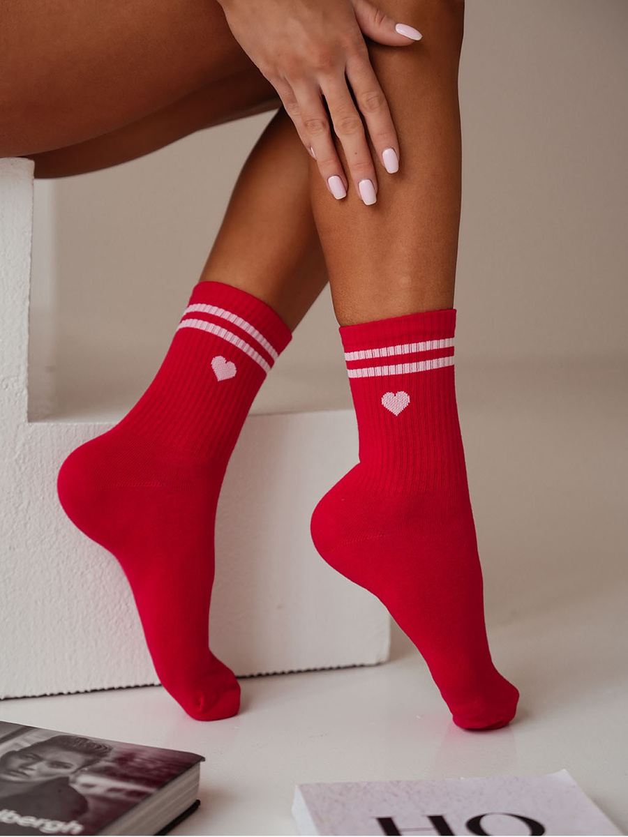Damenherz-Socken mit Streifen